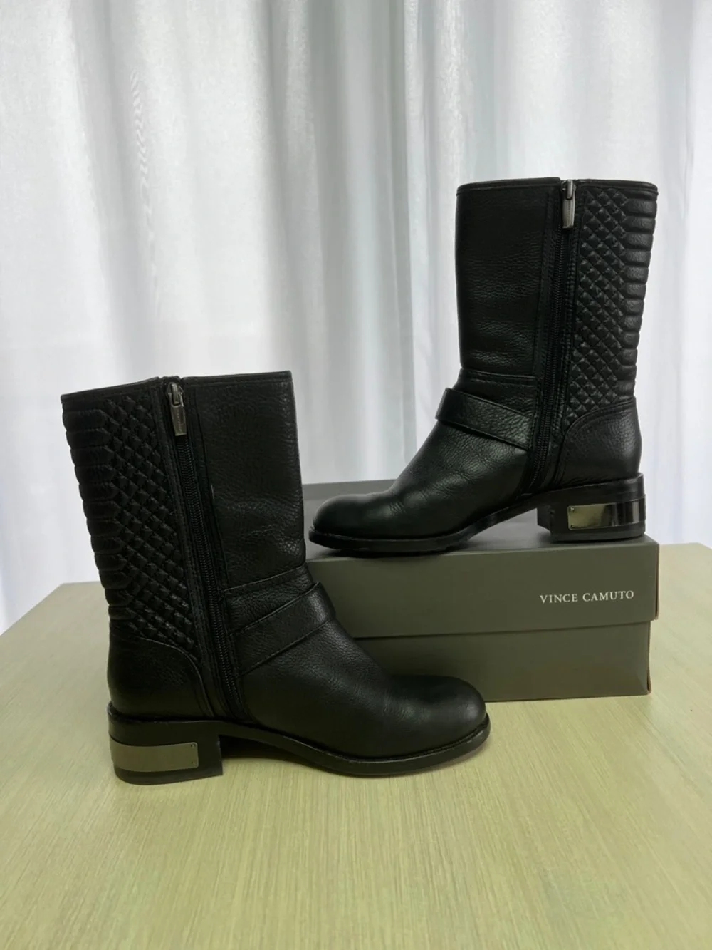 Vince Camuto Black Ankle Boot with Buckle Detail - Picture 4 of 7